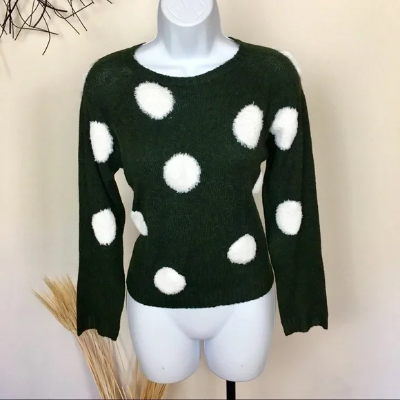 GREEN and white polka dot sweater. LUMIERE - Picture 2 of 8